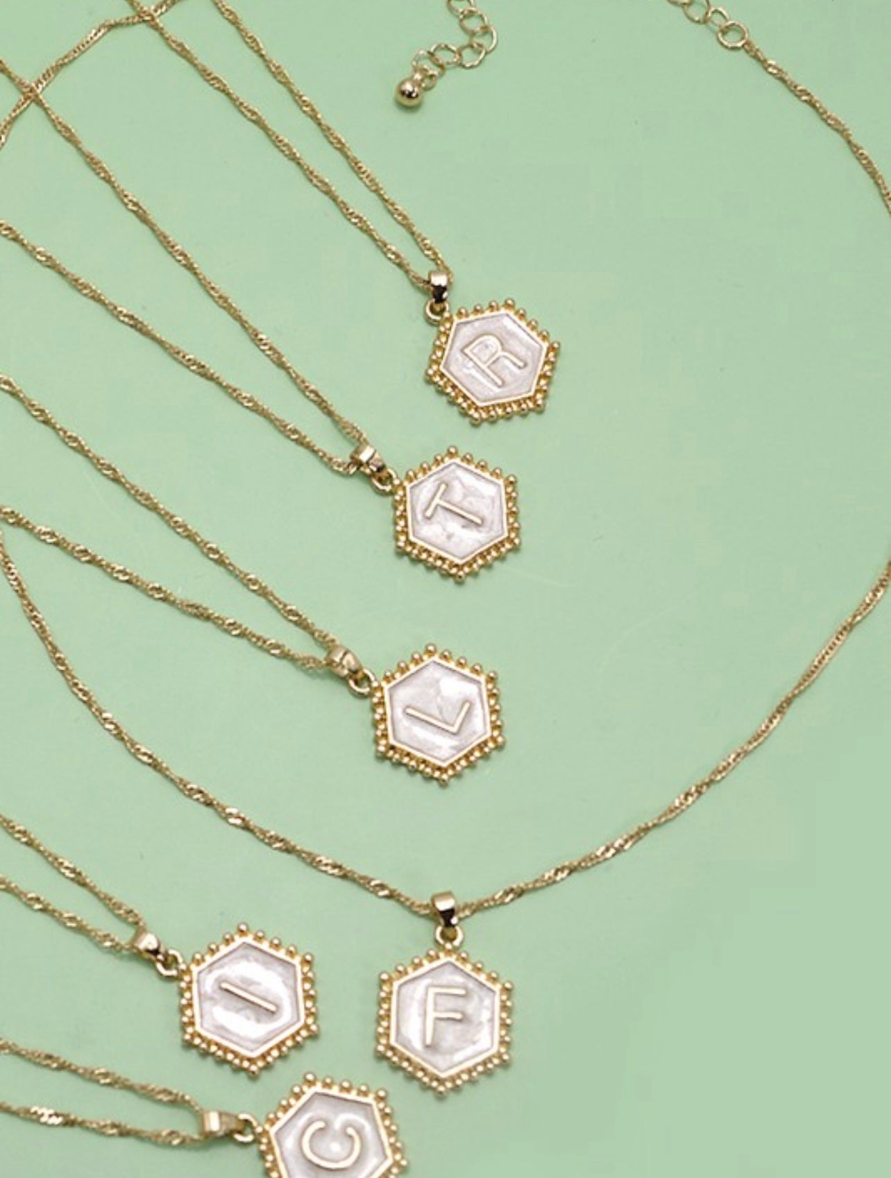 Hexagon Initial Necklace