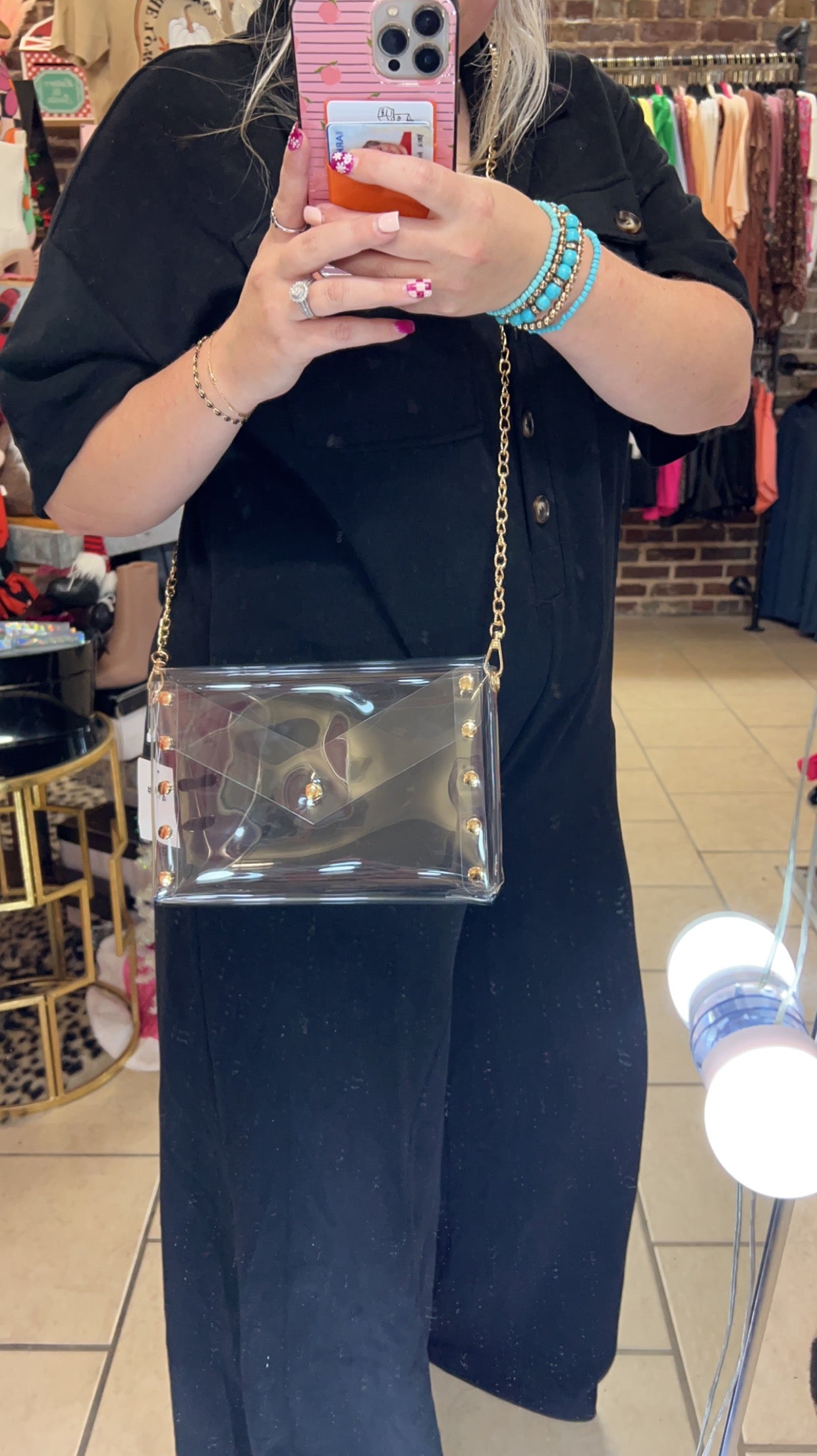 Clear Prim Crossbody- Gold