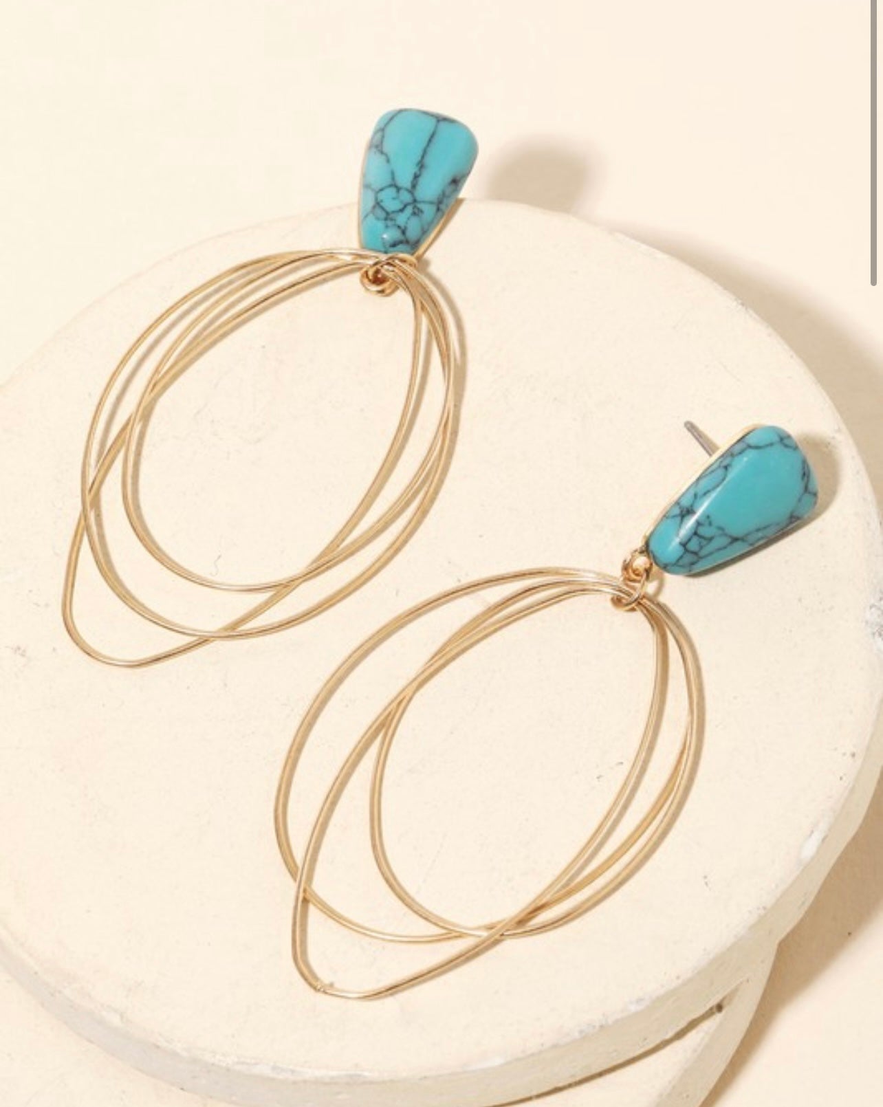 Gold Turquoise Hoops