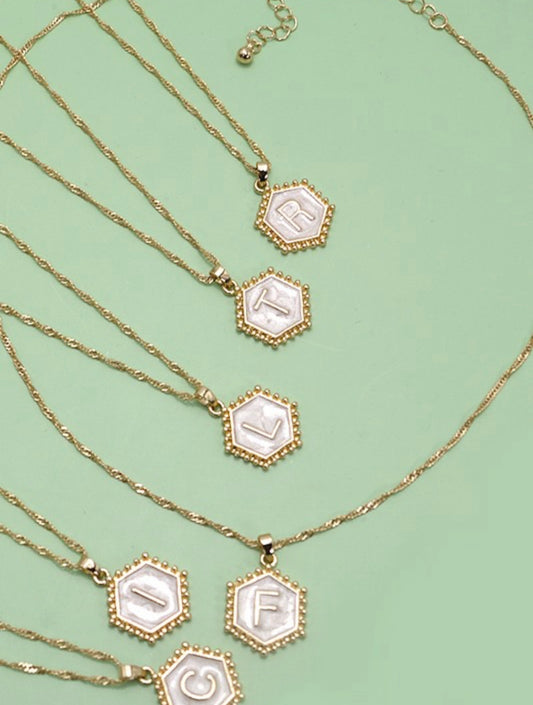 Hexagon Initial Necklace