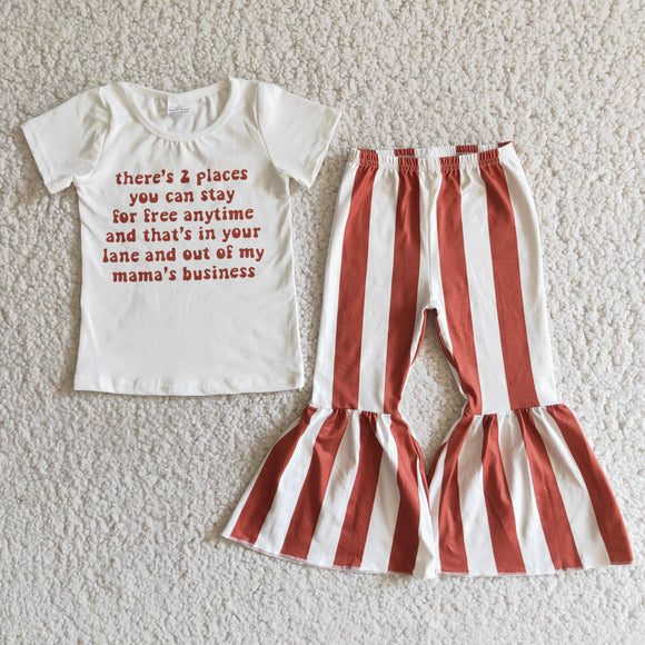 Mama's business shirt stripe pants girls boutique clothing