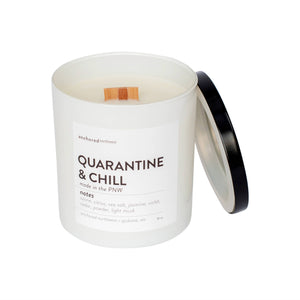 Quarantine + Chill White Wood Wick Candle