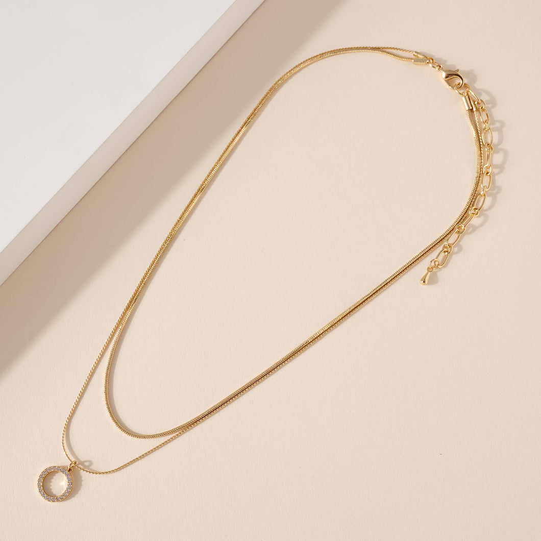 Layered Rhinestone Circle Necklace