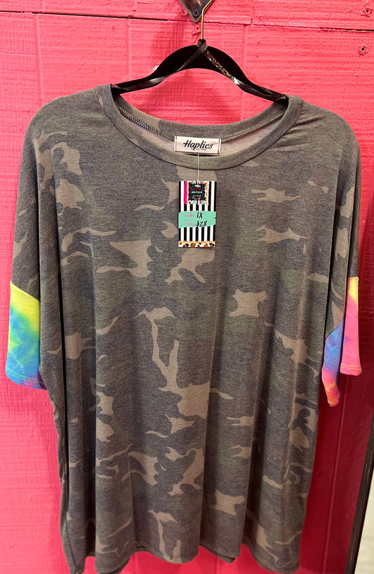 Tie-Dye Camo Top- Plus