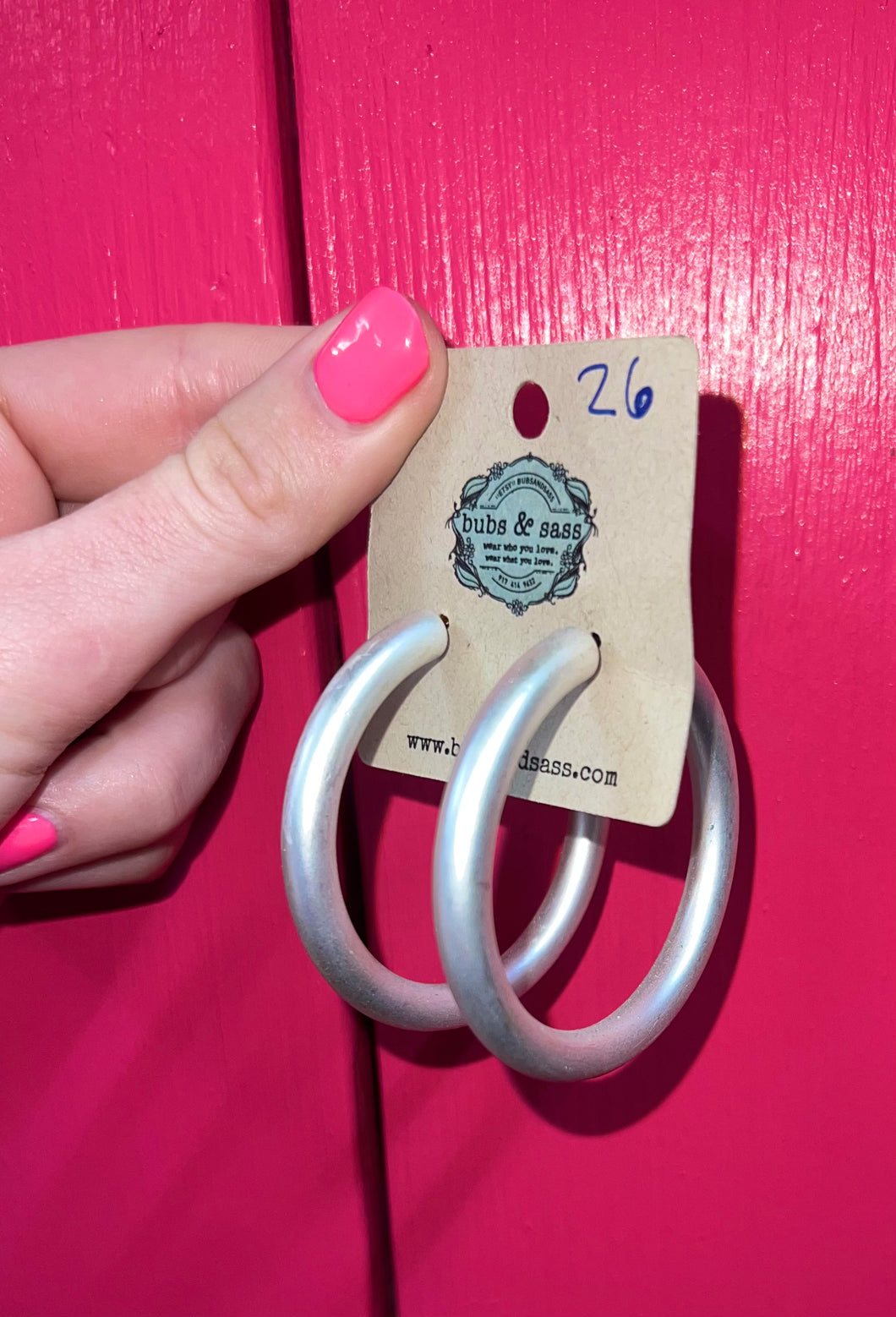 Chunky Matte Silver Hoops