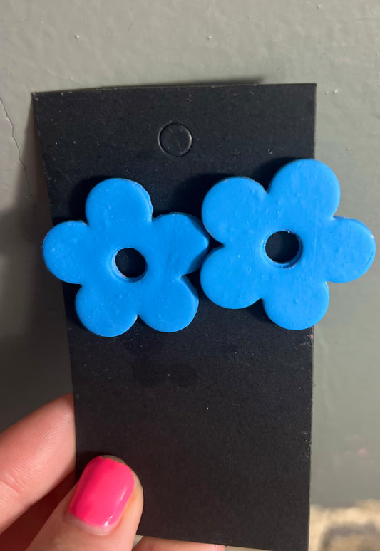 Blue Flower Clay Earrings