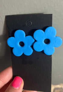 Blue Flower Clay Earrings