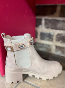 Off White Studded Bootie