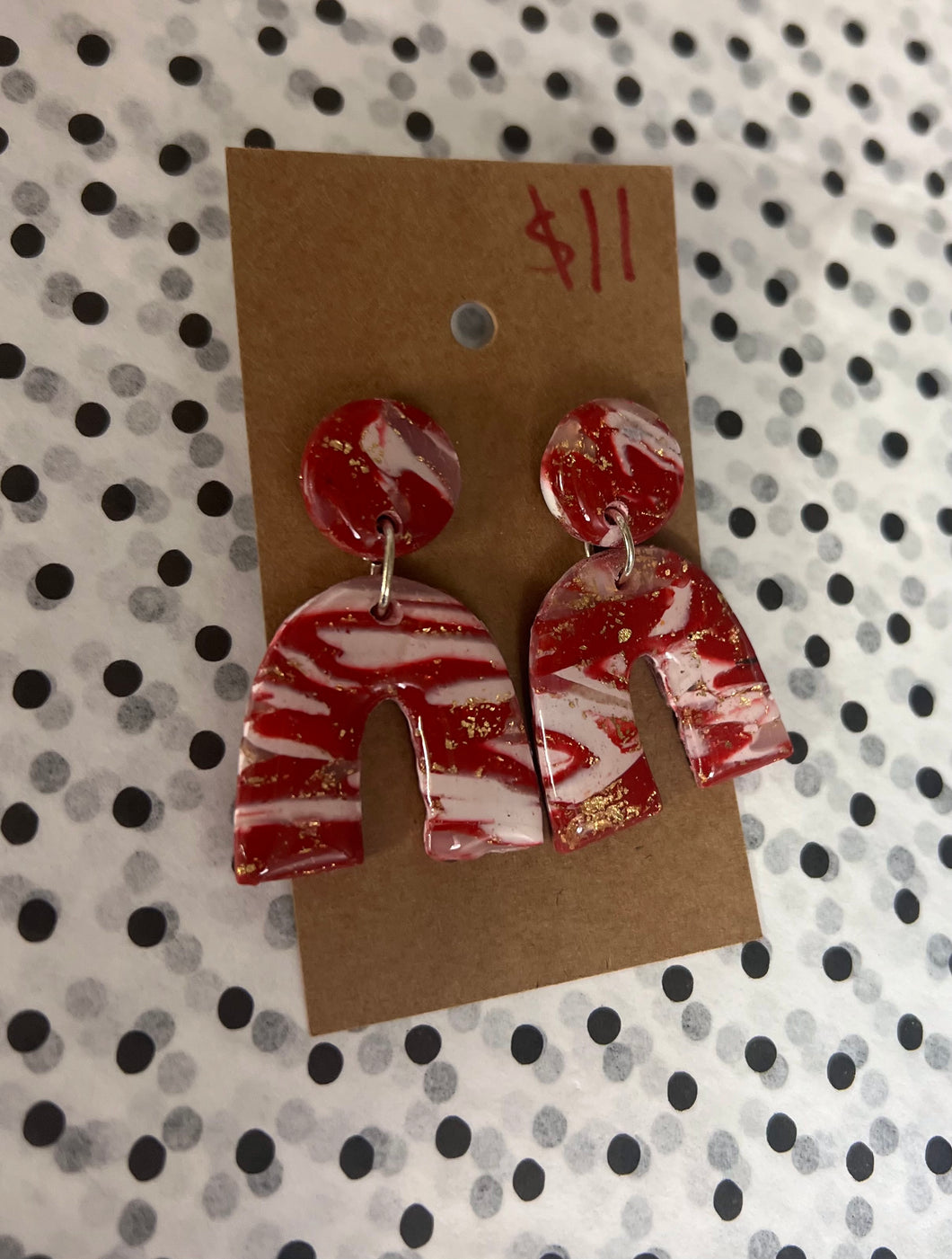 Red and Gold Flake Earrings